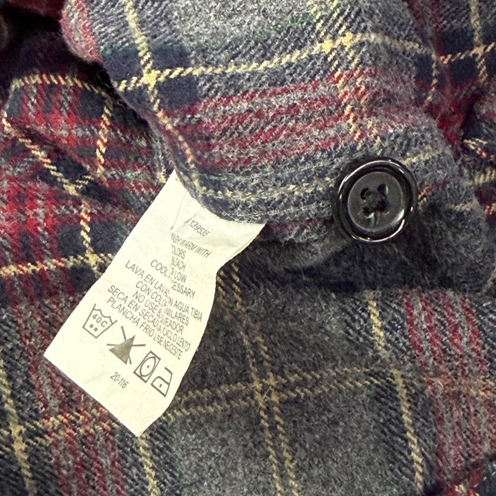 Grayers Heritage Flannels Mens Large Grey Burgundy Plaid Cotton Button down - Picture 5 of 9